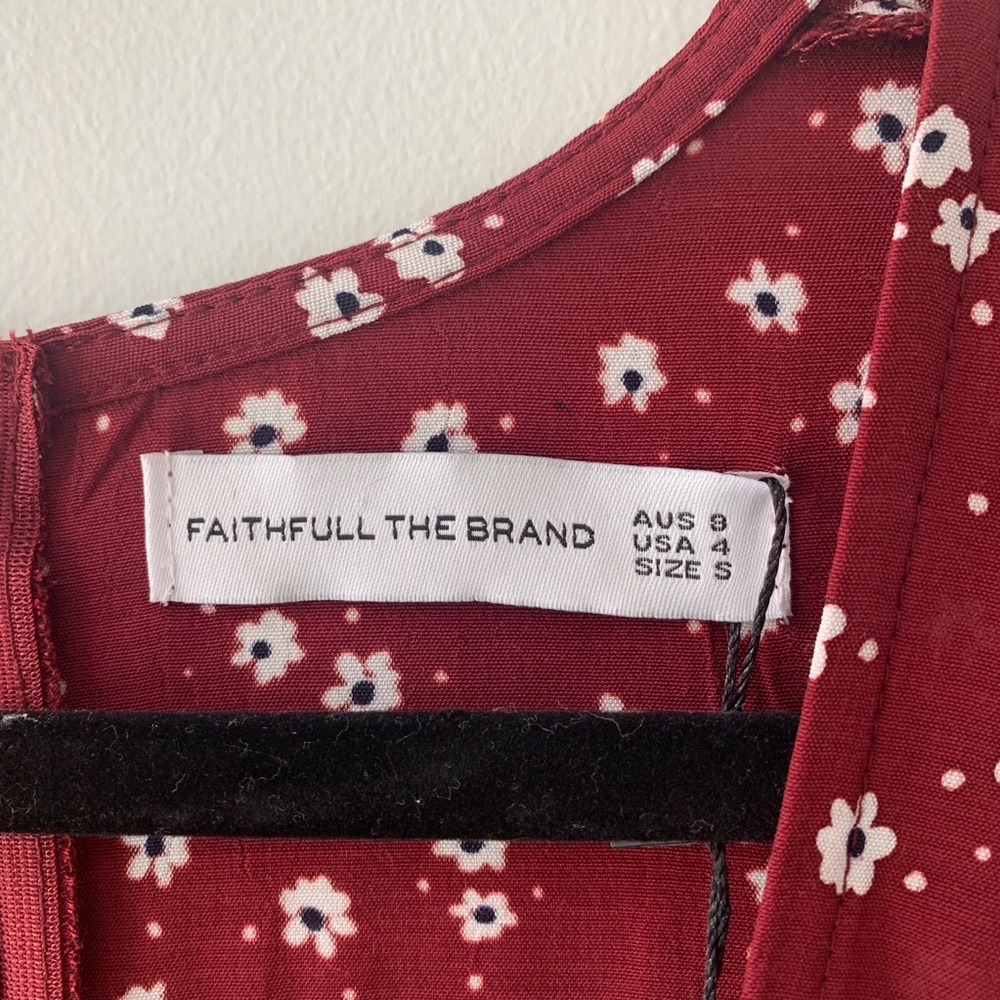Faithfull the Brand Wine Midi Dress with Cream Dot Print - Picture 7 of 9